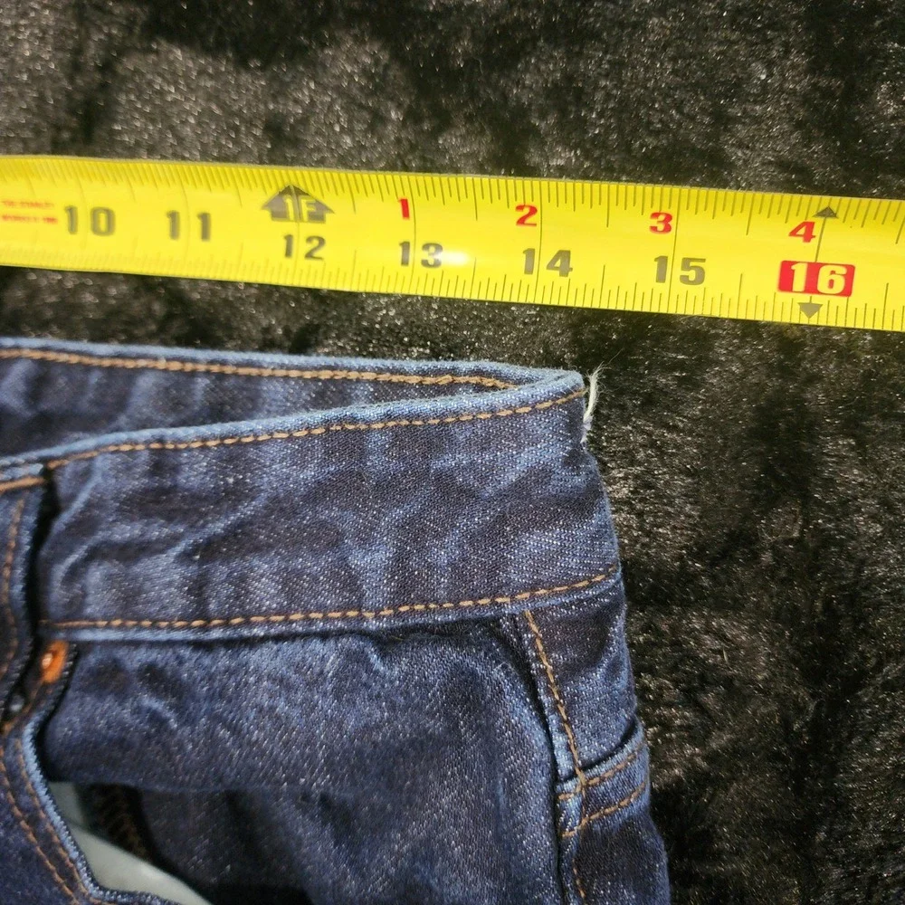 GU Jeans Women's LARGE Barrel Wide Leg Flare Dark Wash Wide Leg Baggy Raw Denim - Picture 7 of 12